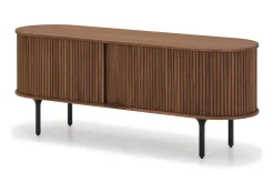 Noira Oval TV-benk Valnøtt 150x45 cm Ribbet