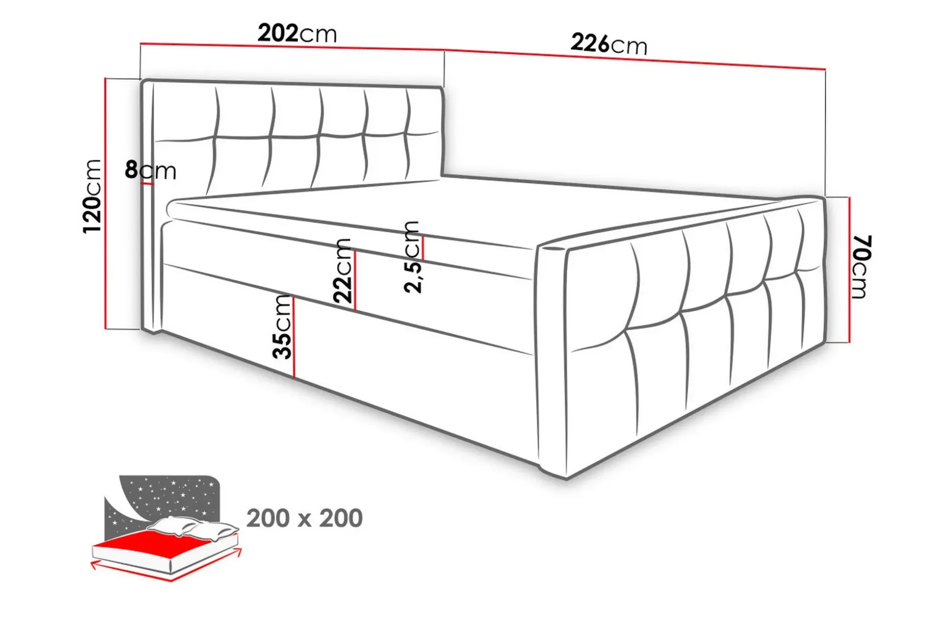 Norrbacksjö Kontinentalseng 200x200 cm
