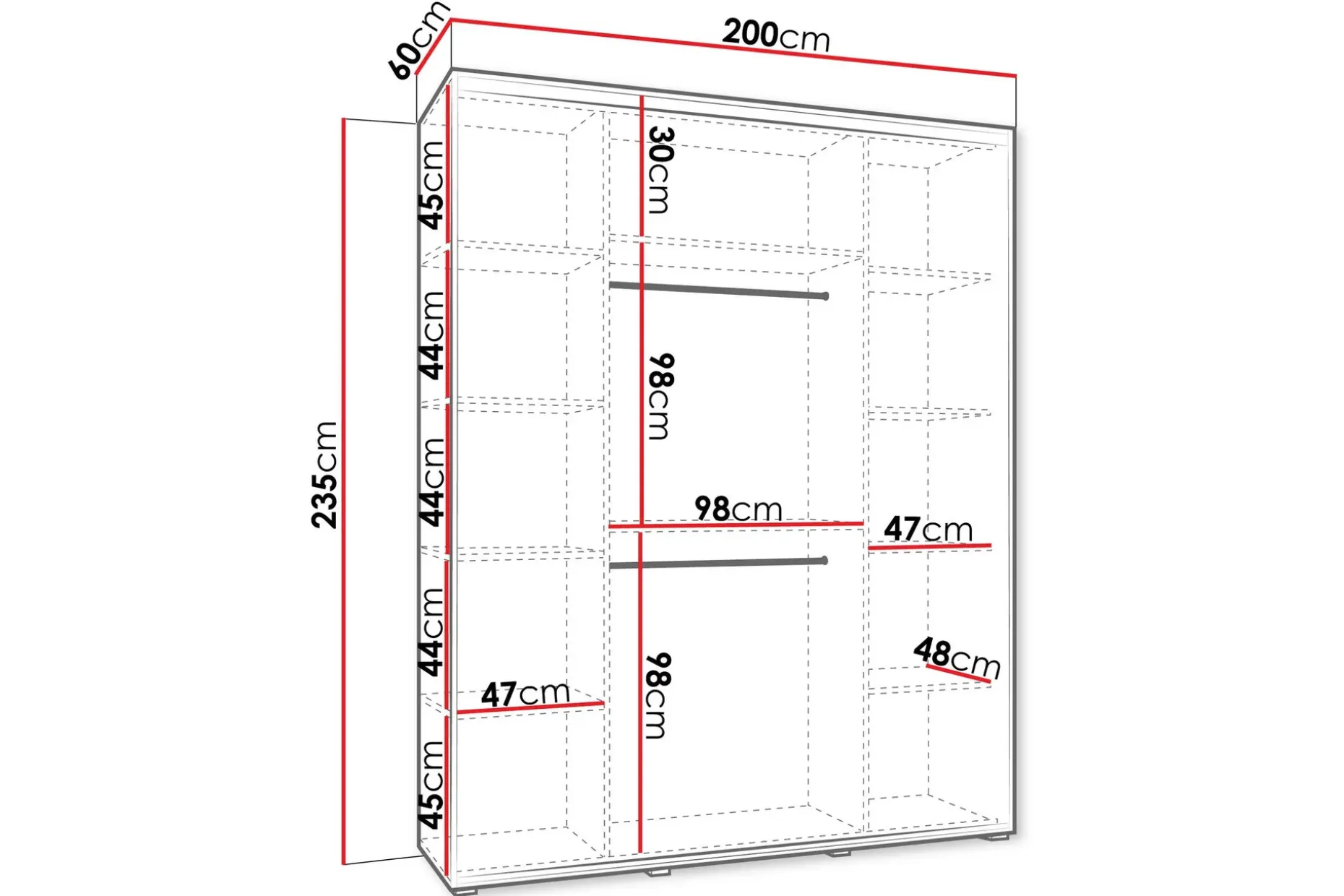 Norrebon Garderobe med Speil 200x235 cm