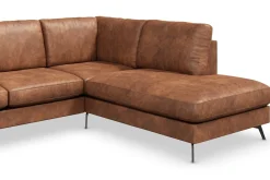 Ocean Lyx 6-seters Høyrevendt U-formet Sofa med Divan og Sjeselong + Fotskammel i Kunstlær