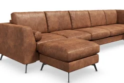 Ocean Lyx 6-seters Høyrevendt U-formet Sofa med Divan og Sjeselong + Fotskammel i Kunstlær