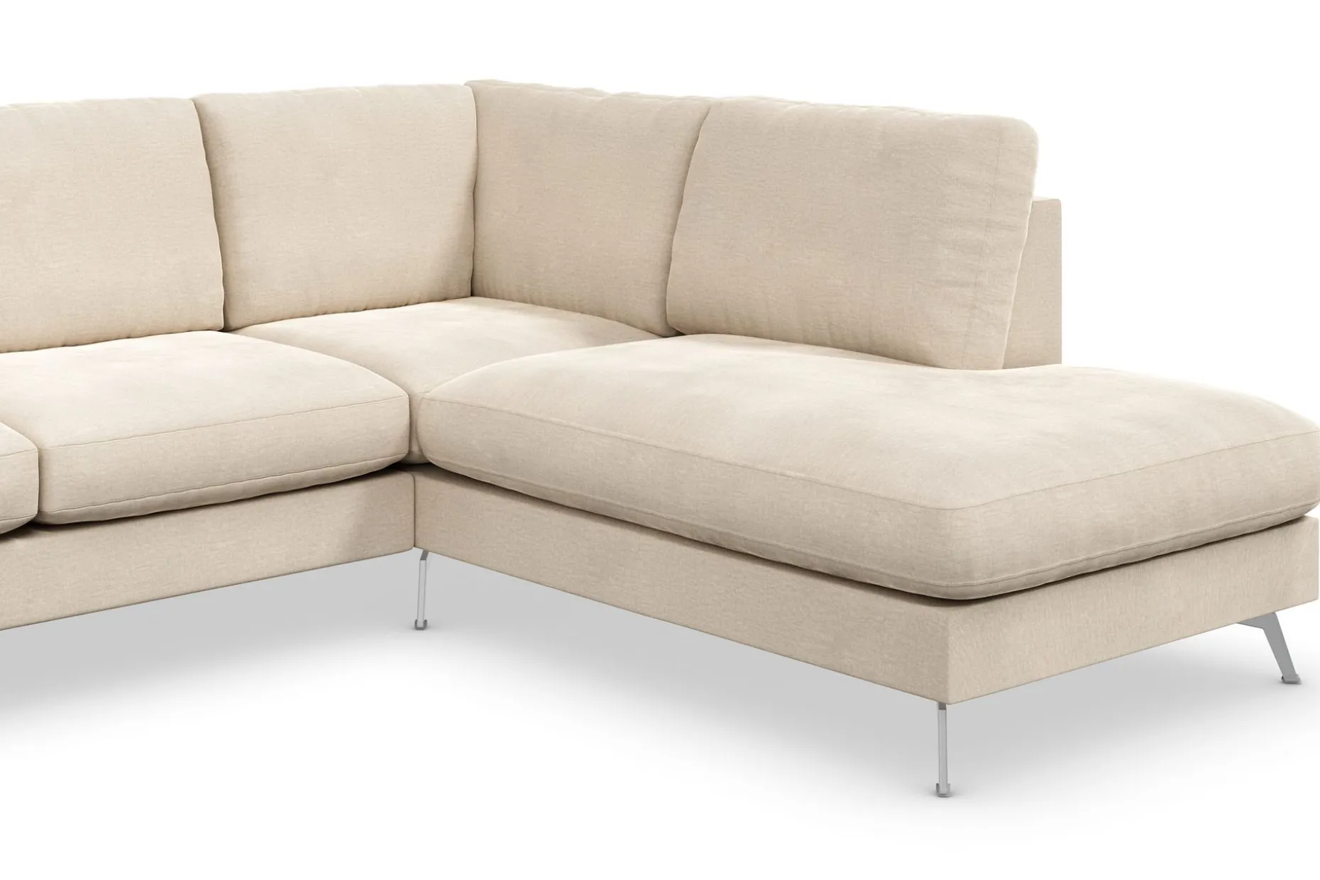 Ocean Lyx 6-seters Høyrevendt U-formet Sofa med Divan og Sjeselong + Fotskammel i Fløyel