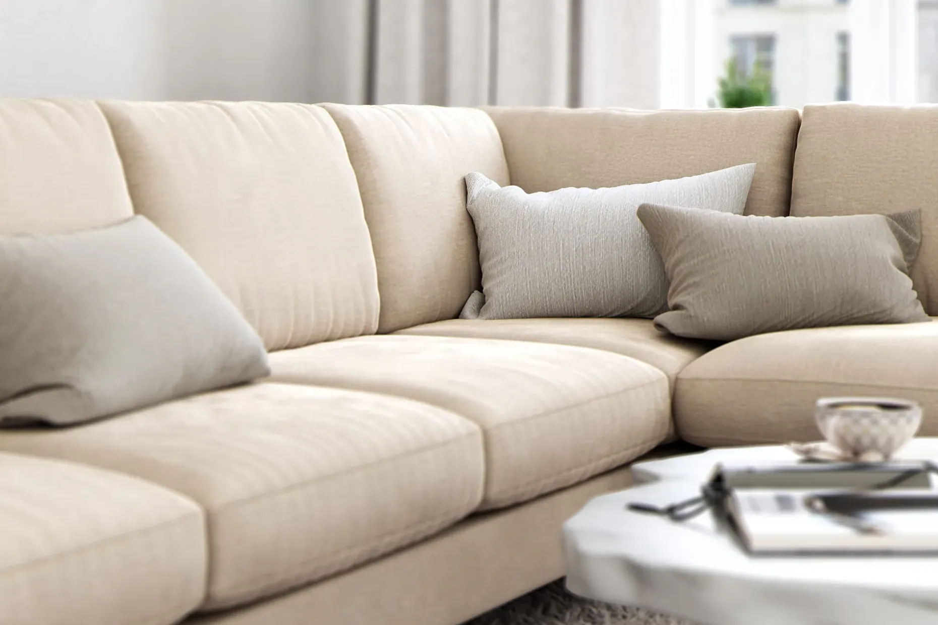 Ocean Lyx 6-seters Høyrevendt U-formet Sofa med Divan og Sjeselong + Fotskammel i Fløyel
