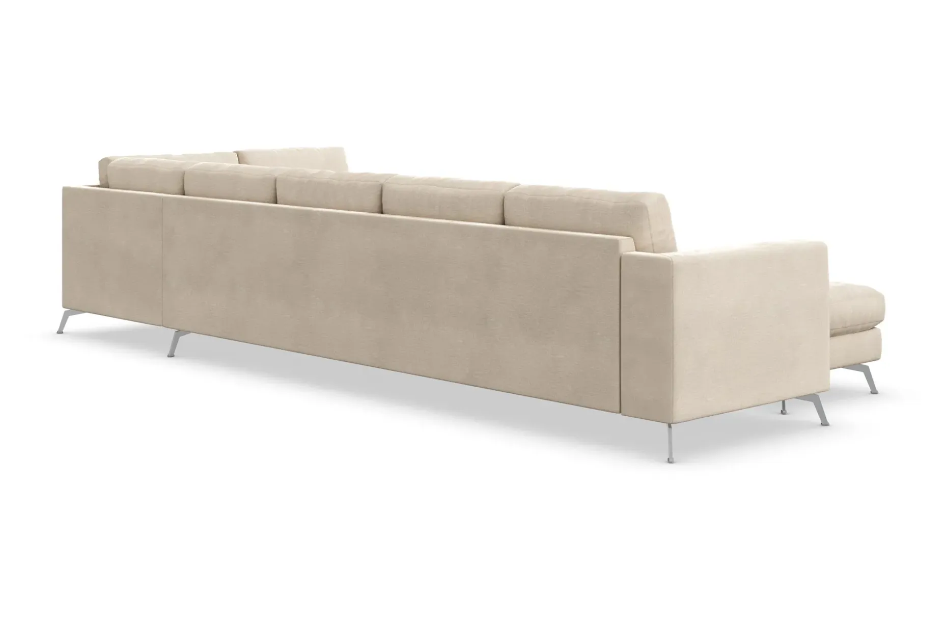 Ocean Lyx 6-seters Høyrevendt U-formet Sofa med Divan og Sjeselong + Fotskammel i Fløyel