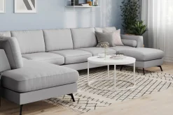 Ocean Lyx 6-seters Venstrevendt U-formet Sofa med Divan og Sjeselong + Fotskammel i Stoff