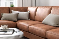 Ocean Lyx 6-seters Venstrevendt U-formet Sofa med Divan og Sjeselong + Fotskammel i Kunstlær