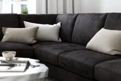 Ocean Lyx 6-seters Venstrevendt U-formet Sofa med Divan og Sjeselong + Fotskammel i Fløyel