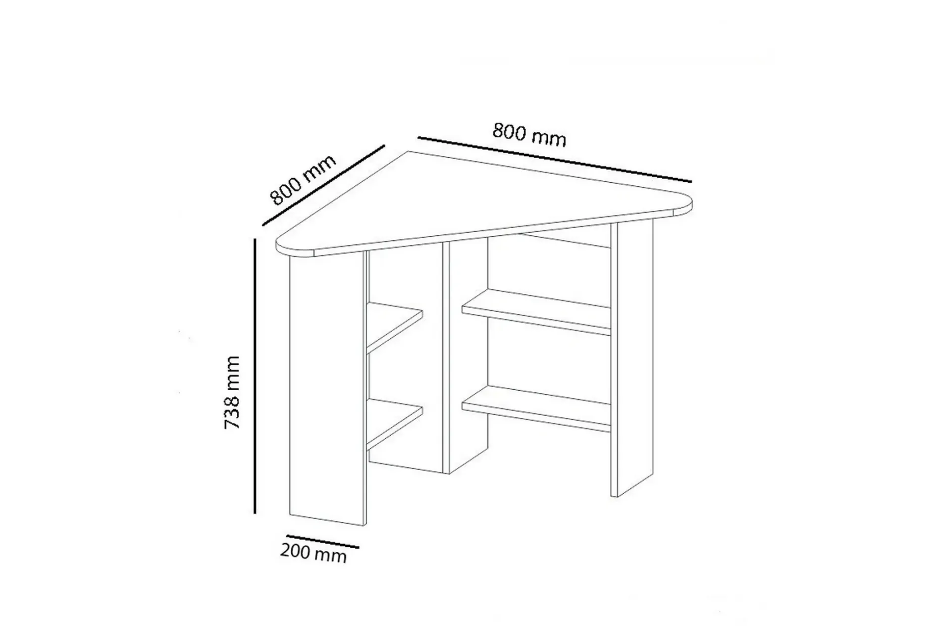 Oderzo Hjørneskrivebord 80 cm med Oppbevaringshyller