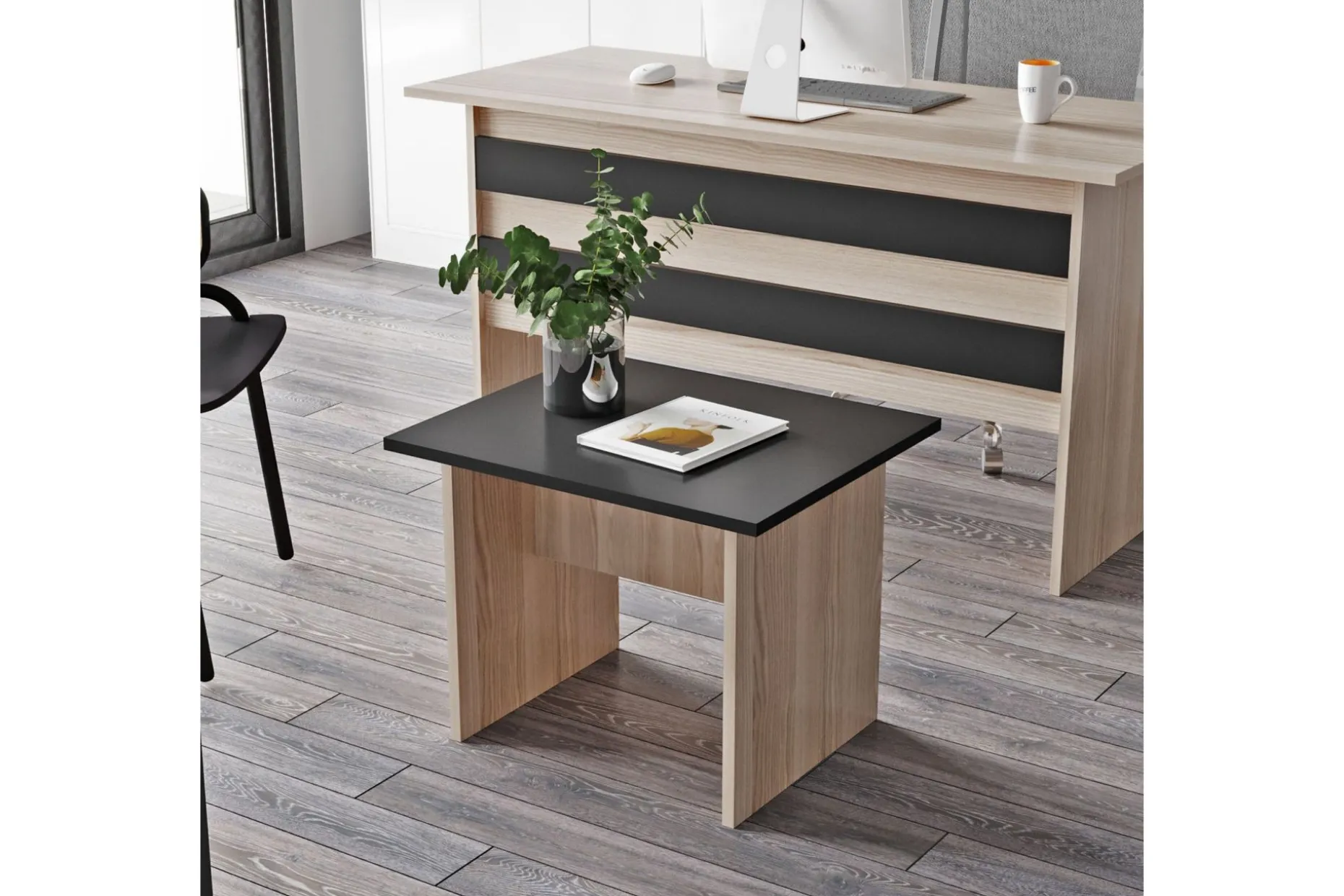 Okani Skrivebord 140 cm med oppbevaring og fotskammel