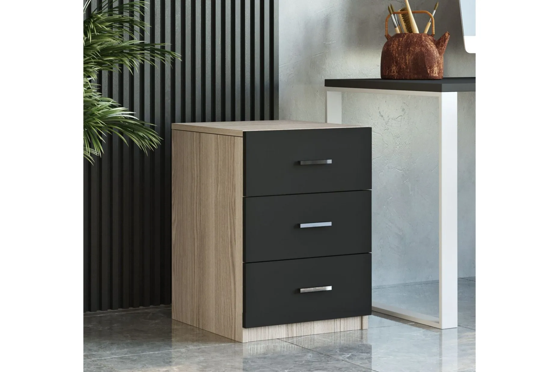 Okani Skrivebord 140 cm med oppbevaring og fotskammel