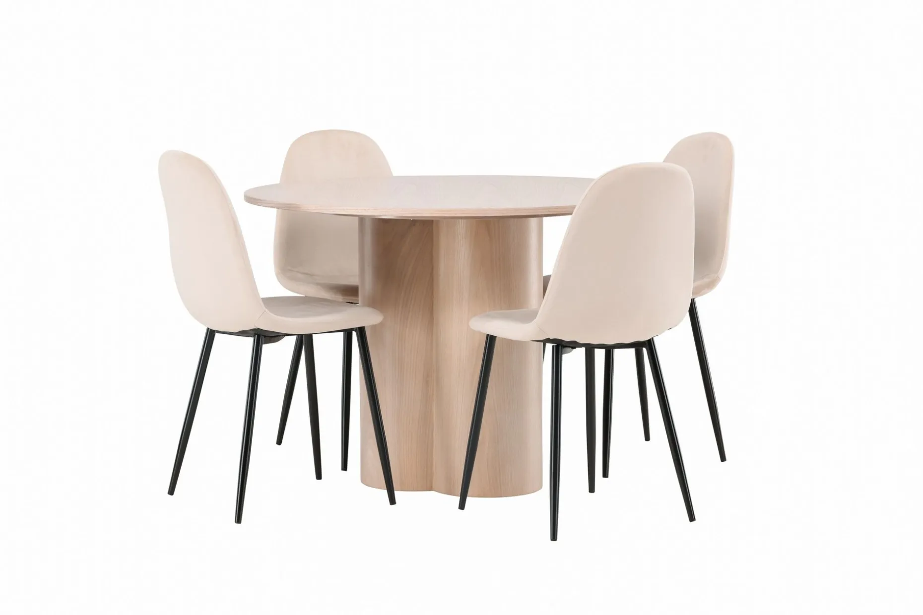 Olivia Spisegruppe 110 cm Rund med 4 Polar Stoler