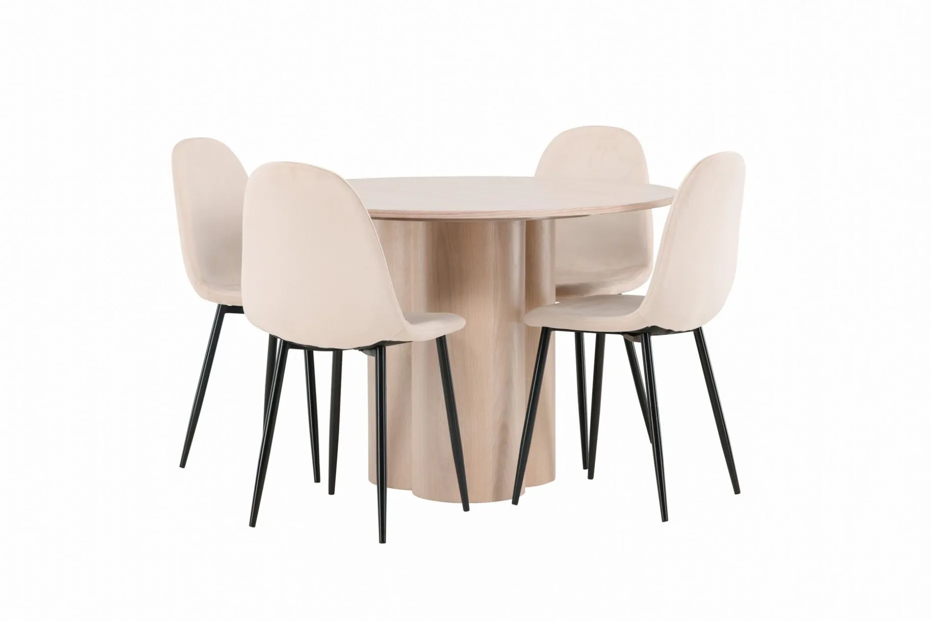 Olivia Spisegruppe 110 cm Rund med 4 Polar Stoler