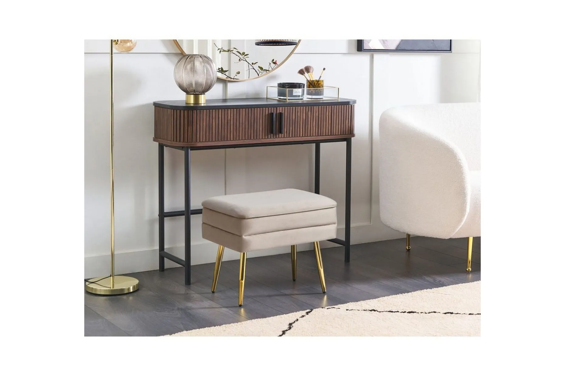 Oppbevaringsbenk Odessa Beige/Gull