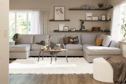 Optus Lyx 6-seters Høyrevendt U-formet Large Sofa med Divan og Sjeselong i Stoff