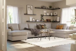 Optus Lyx 6-seters Høyrevendt U-formet Large Sofa med Divan og Sjeselong i Stoff
