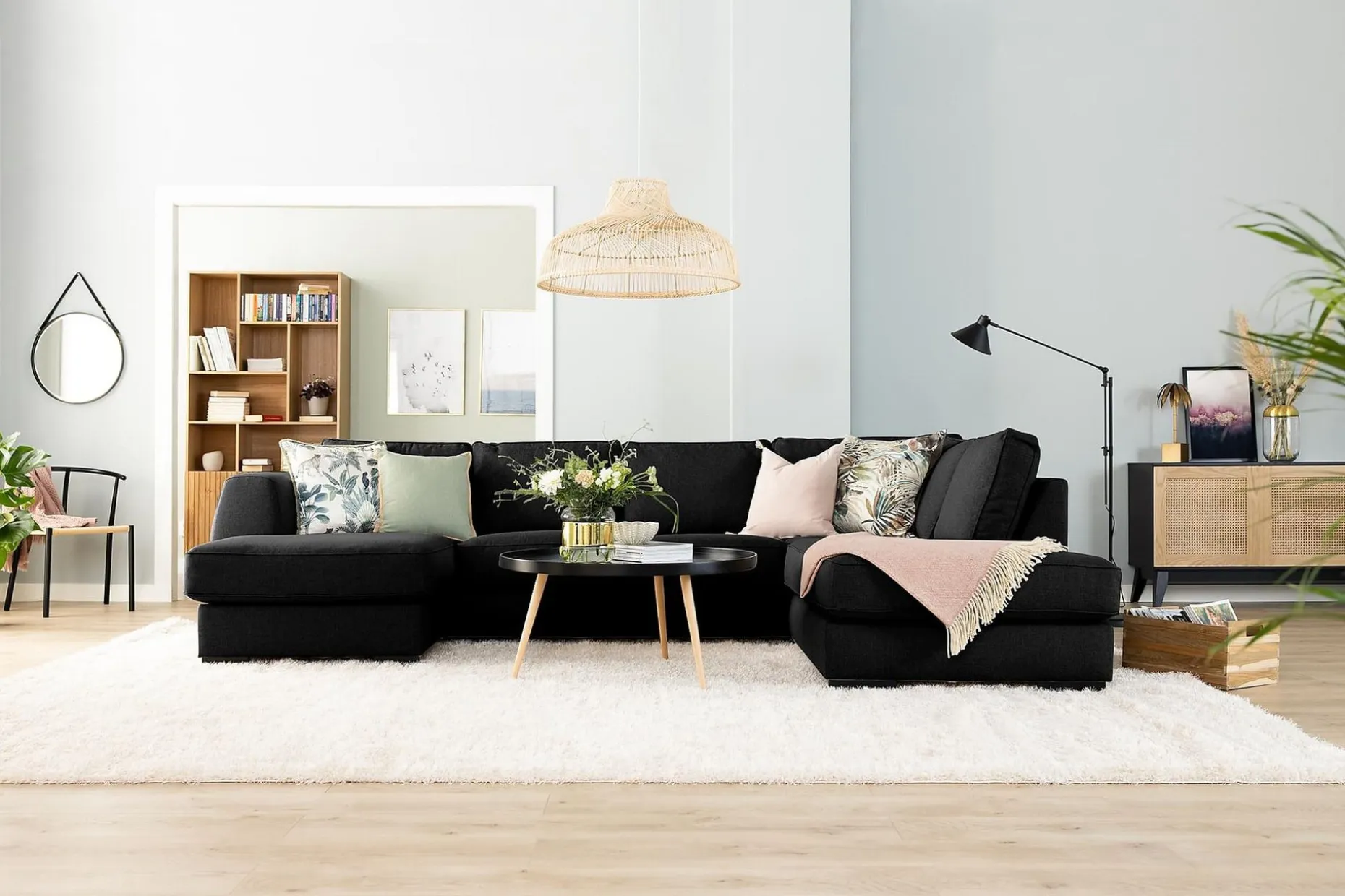 Optus 3-seters Vendbar L-formet Sjeselongsofa i Stoff