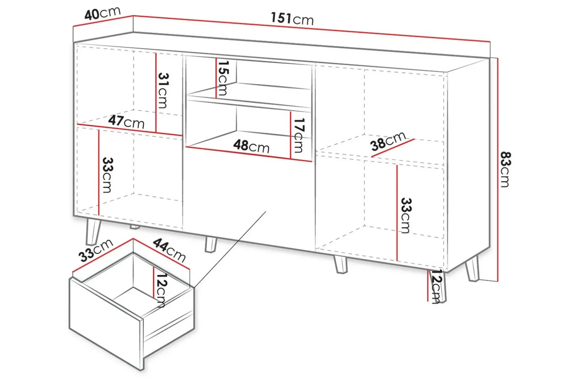 Pafos Tv-benk 40x82x150 cm