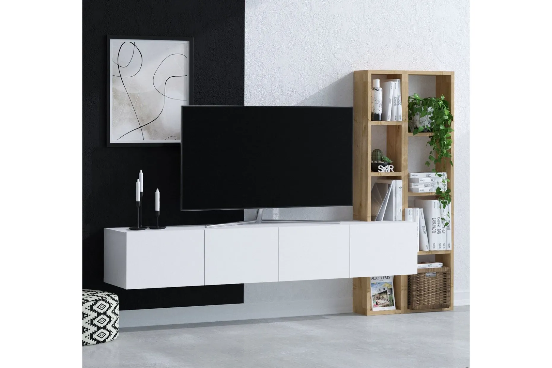 Pana TV-møbelsett 182x32 cm Hvit/Brun