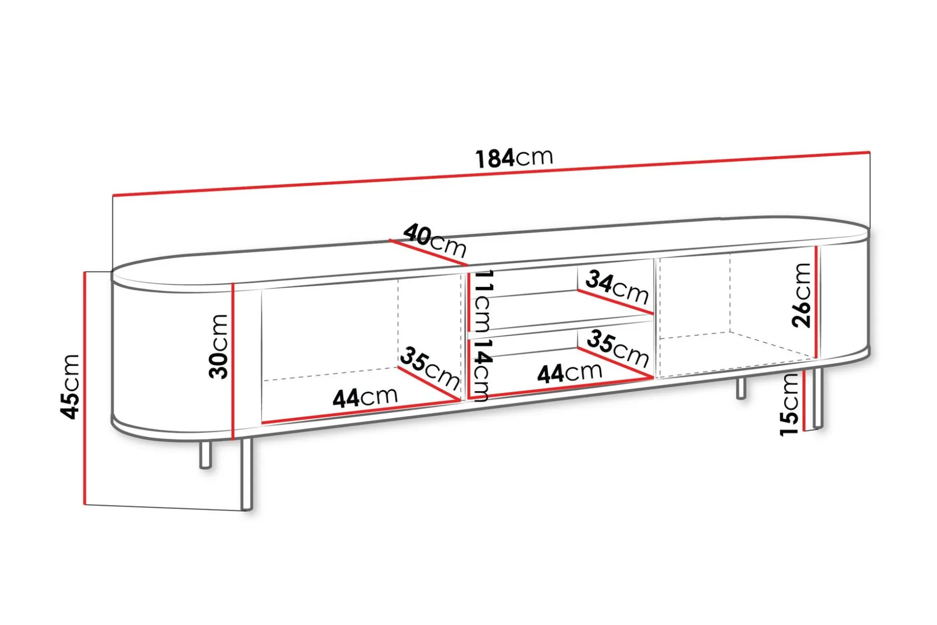 Pantego Tv-Benk 184x40 cm