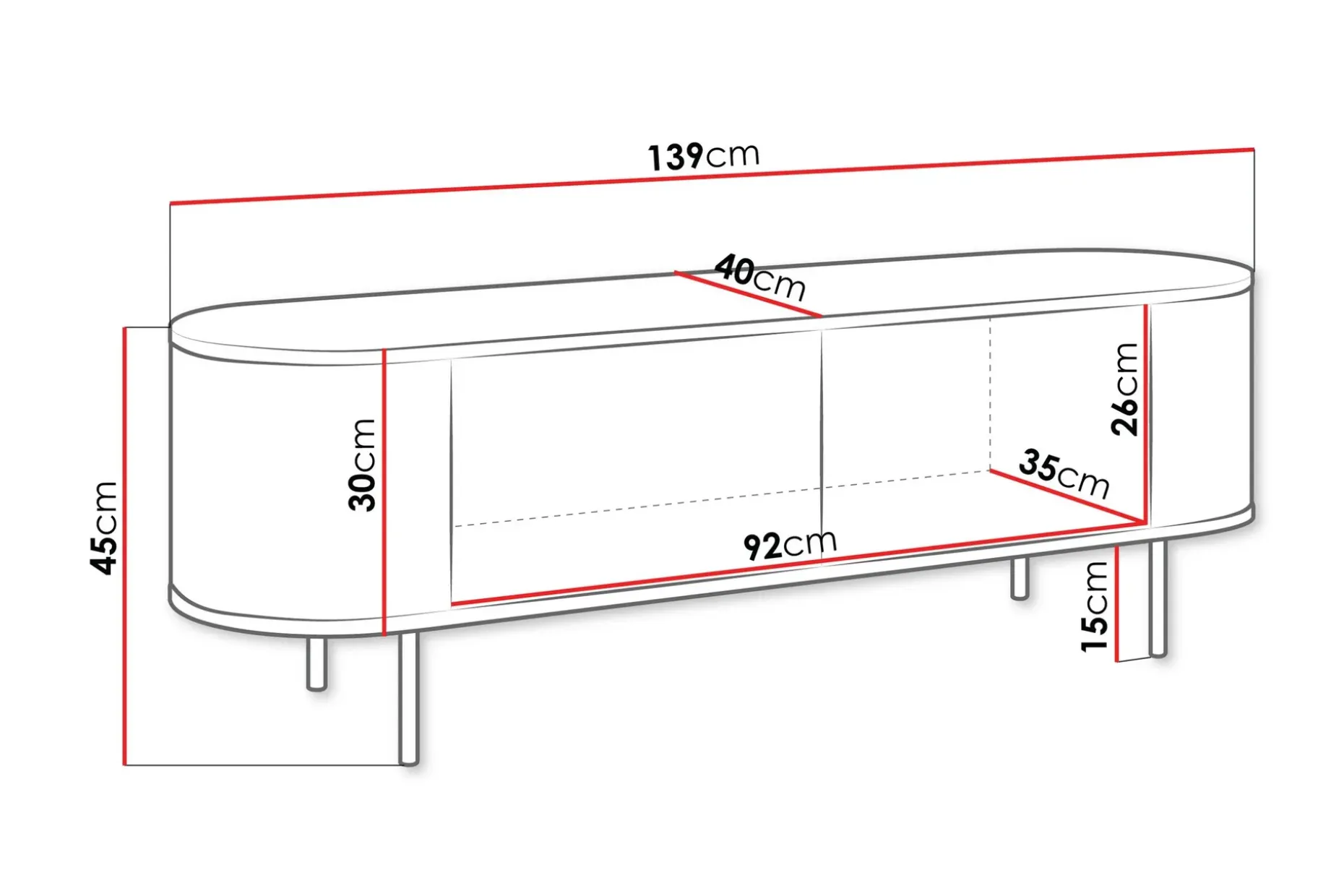 Pantego Tv-Benk 139x40 cm
