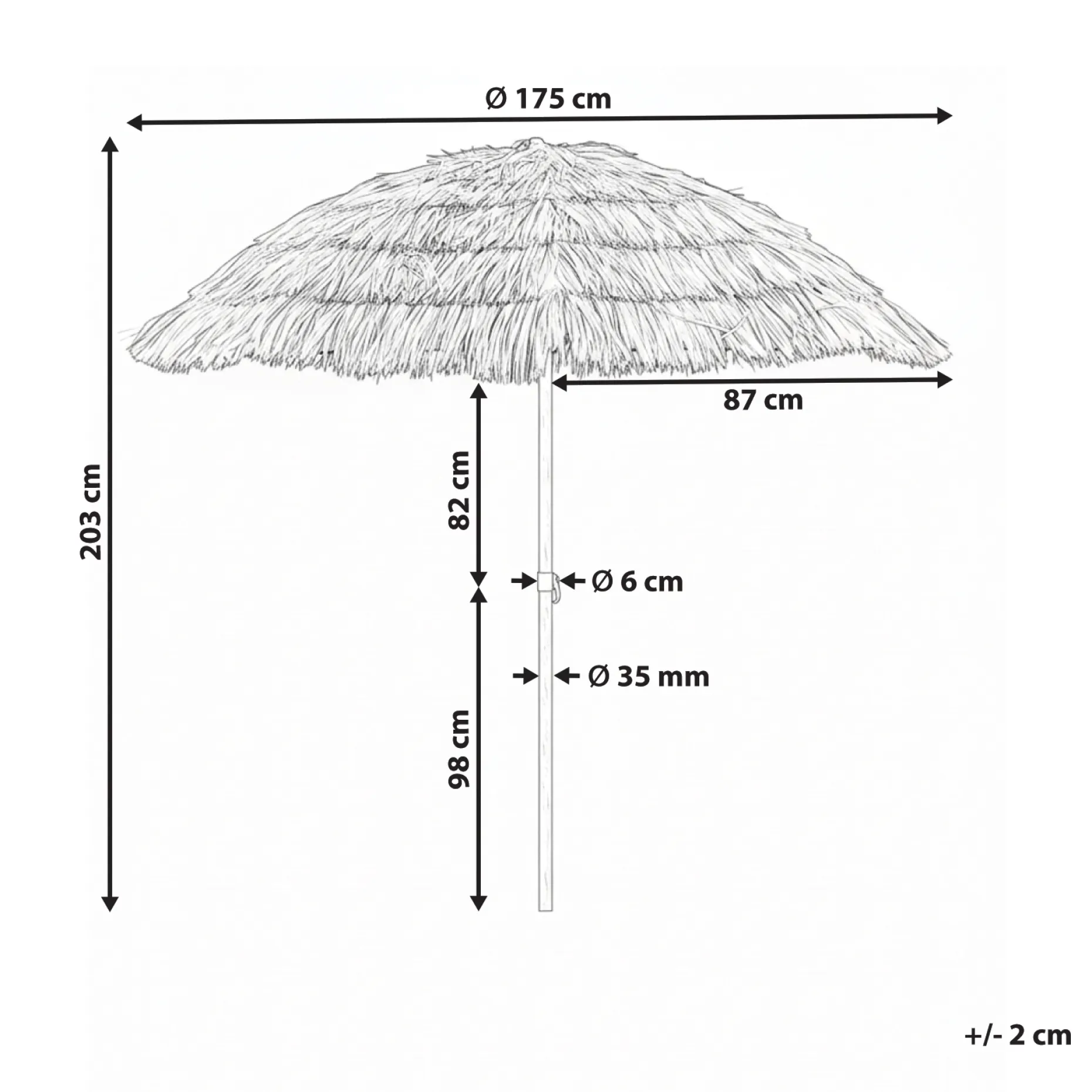 Parasoll utendørs 175 cm Civetta
