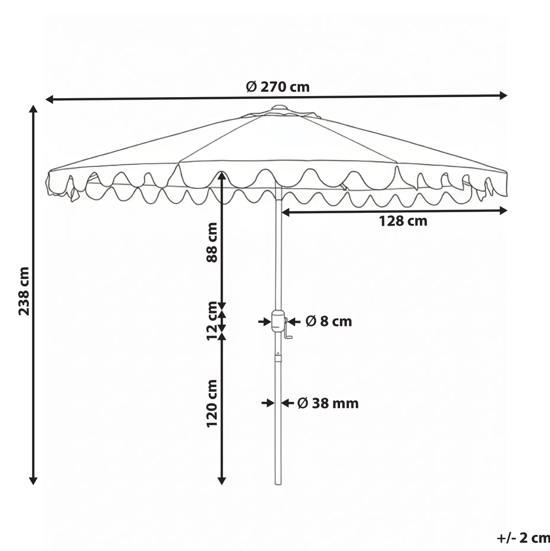 Parasoll utendørs 270 cm Isolotto