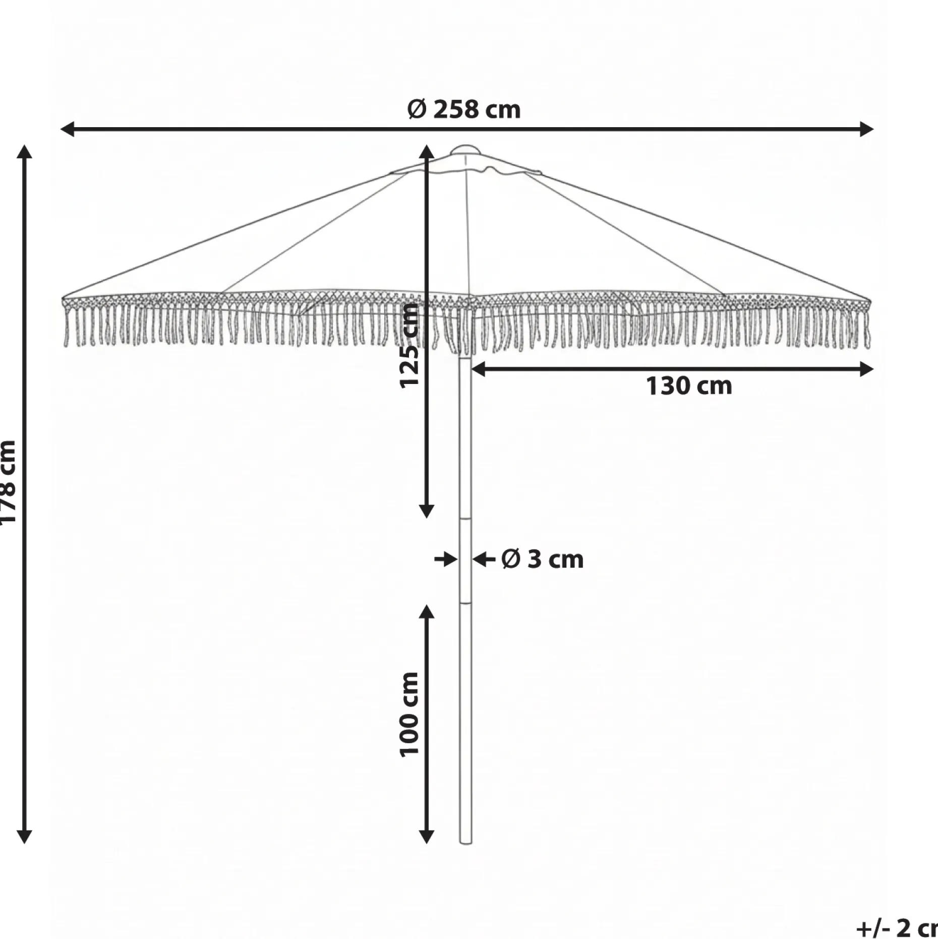 Parasoll utendørs 258 cm Murasa