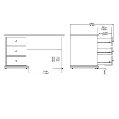 Paris Skrivebord 130x62x74 cm