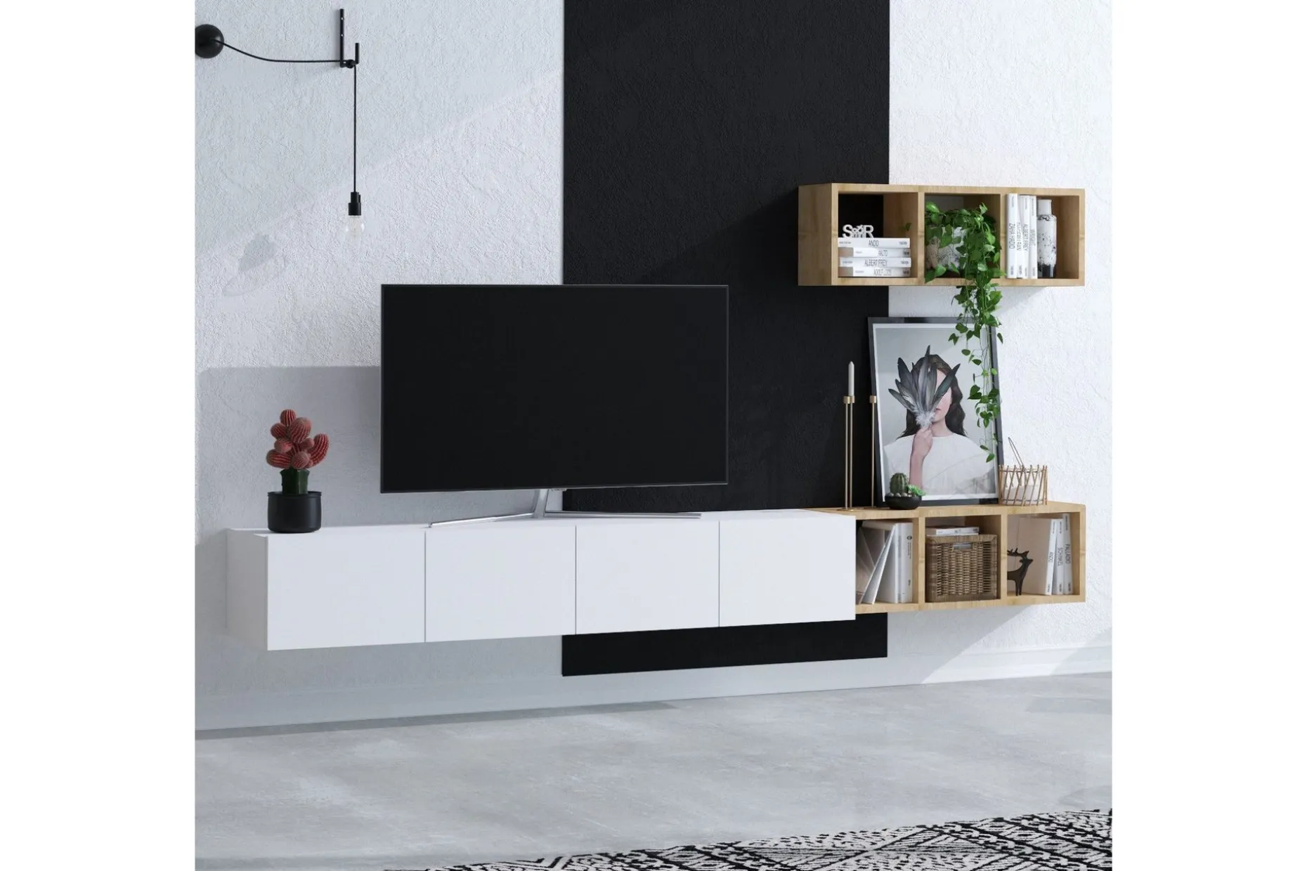 Pa TV-møbelsett 215x32 cm Hvit/Brun