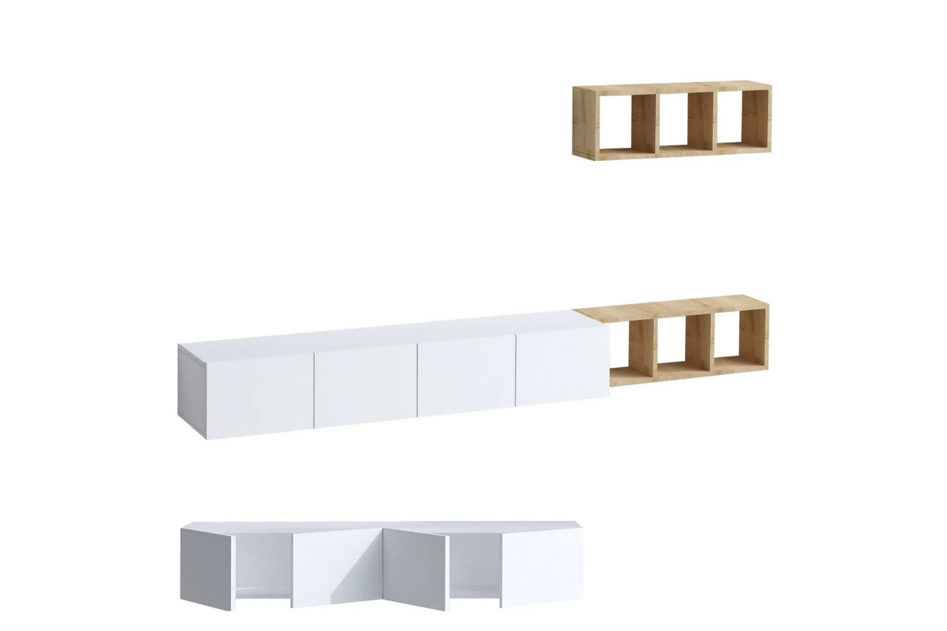 Pa TV-møbelsett 215x32 cm Hvit/Brun