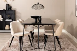 Petra Spisegruppe 190 cm Rektangulær med 6 Velvet Stoler