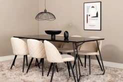 Petra Spisegruppe 190 cm Rektangulær med 6 Velvet Stoler