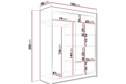 Pickering Garderobe Med Speil 150x200 cm