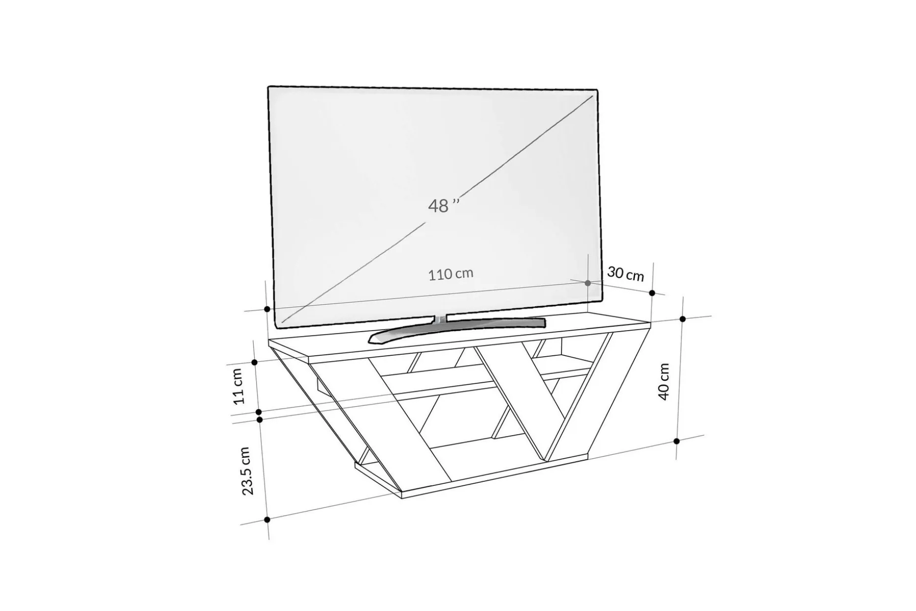 Pipralla TV-benk 110 cm