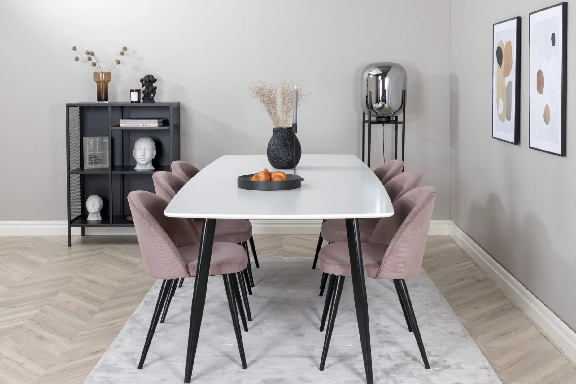Polar Spisegruppe 240 cm Rektangulær med 6 Velvet Stoler