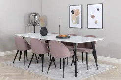 Polar Spisegruppe 240 cm Rektangulær med 6 Velvet Stoler