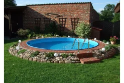 Pool over bakken Planet Pool Planet Pool stålveggbasseng Premium rund 4,2x1,2 m nedgravd L:Bl Blå