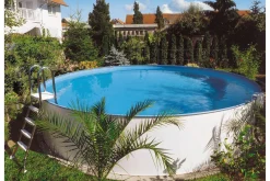 Pool over bakken Planet Pool Planet Pool stålveggbasseng Premium rund 4,2x1,2 m nedgravd L:Bl Blå