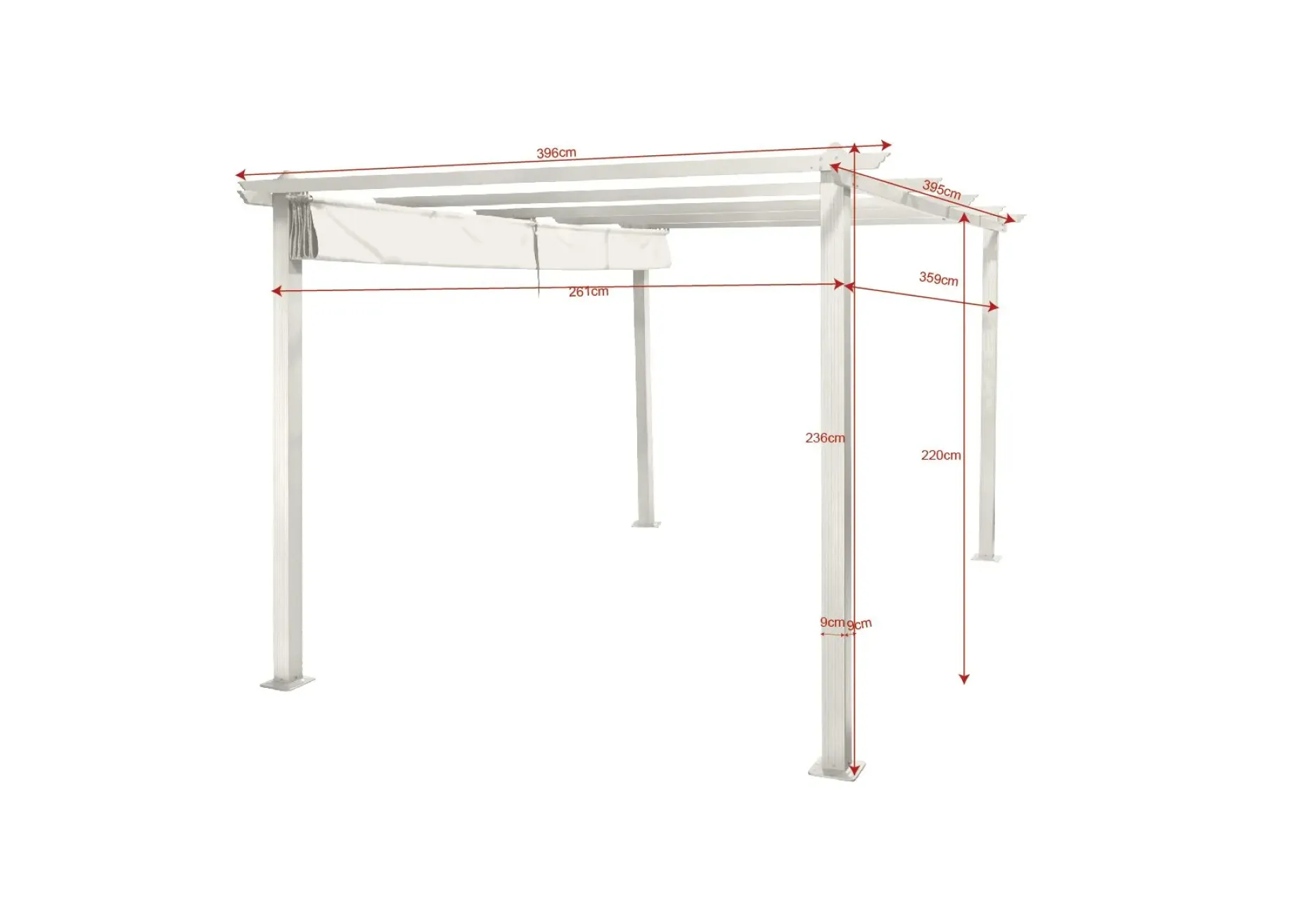 Porto stor pergola 4x3 m i aluminium med tak