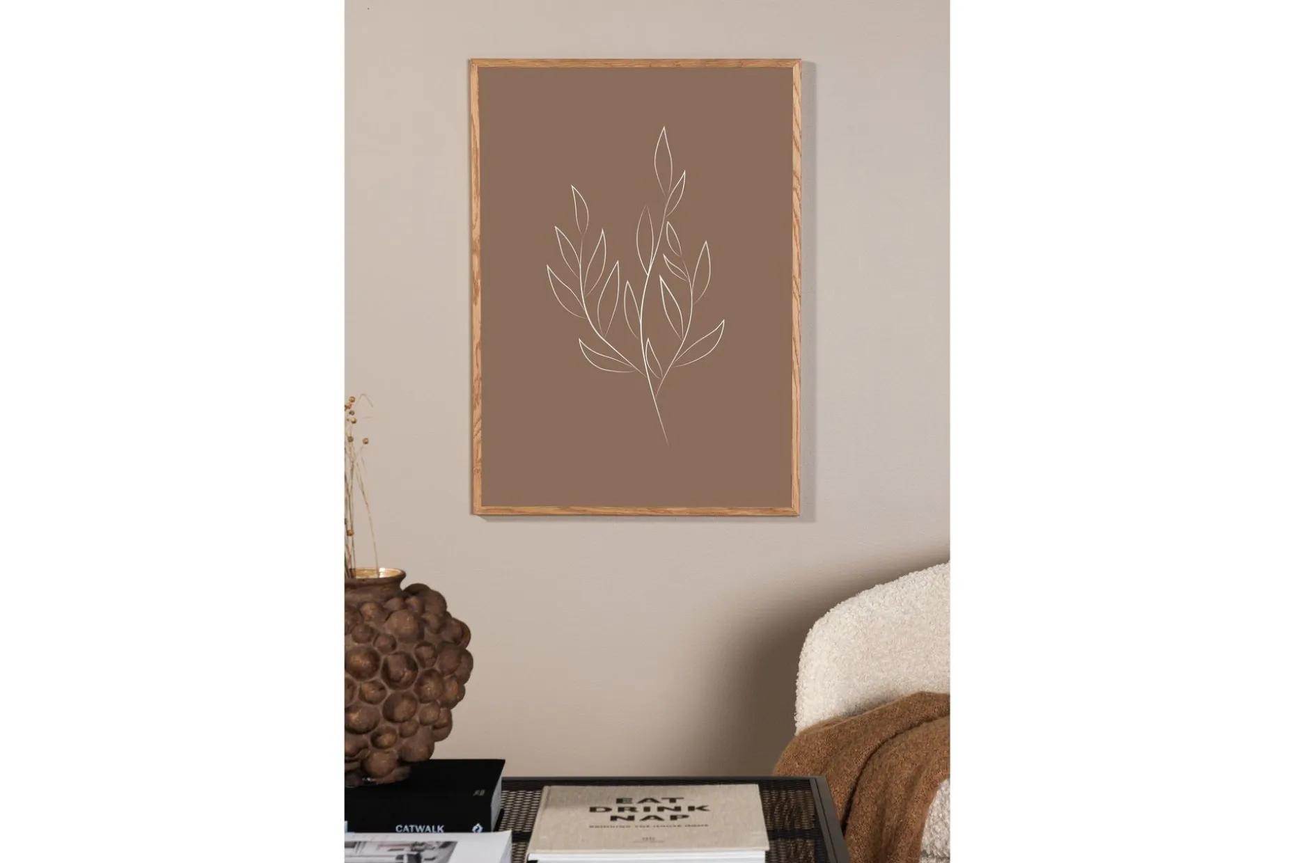 Poster Drawed leaf 30x40 cm
