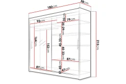 Prag Garderobe med Speil 180x215 cm