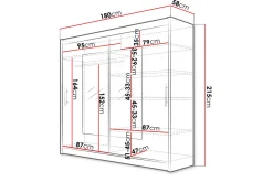 Prag Garderobe 180x57x215 cm