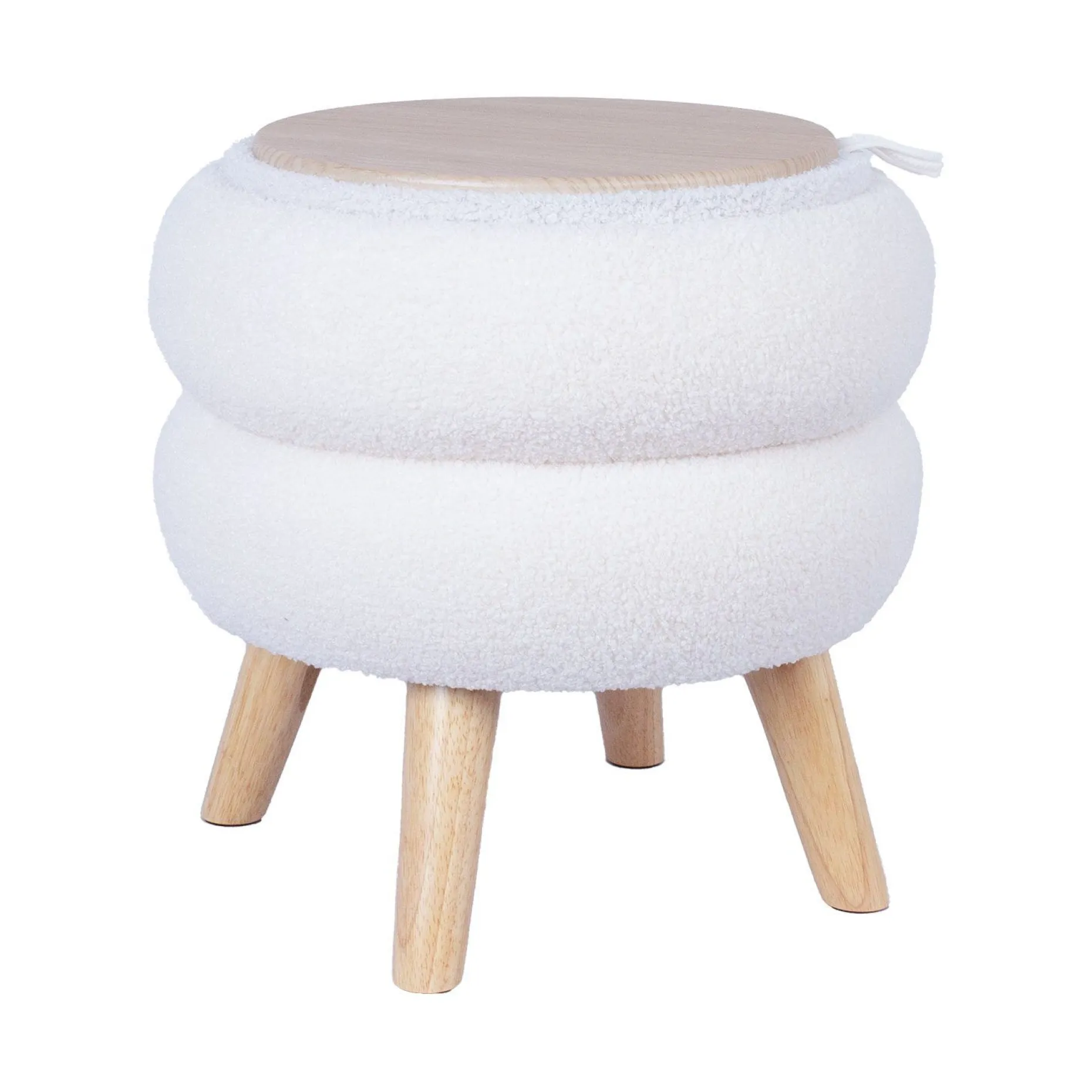 Puff/bord HOME4YOU Hana D40x41 cm hvit, med oppbevaring
