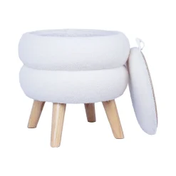 Puff/bord HOME4YOU Hana D40x41 cm hvit, med oppbevaring