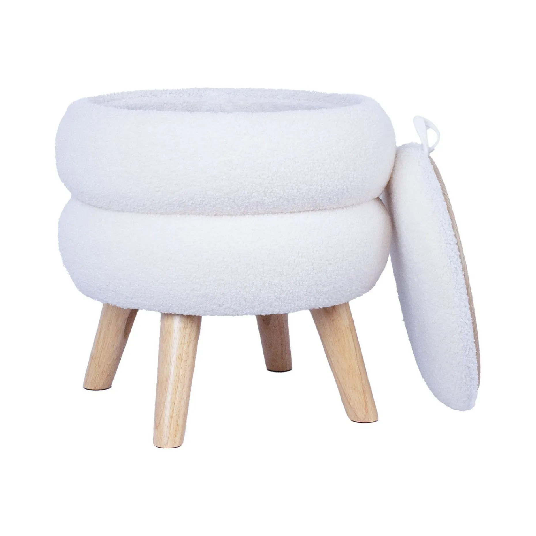 Puff/bord HOME4YOU Hana D40x41 cm hvit, med oppbevaring
