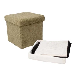 Puff HOME4YOU Jesse med oppbevaring 30x30x30 cm Grønn