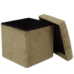 Puff HOME4YOU Jesse med oppbevaring 30x30x30 cm Grønn