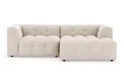 Puffy 3-seters boblete sofa med divan høyre
