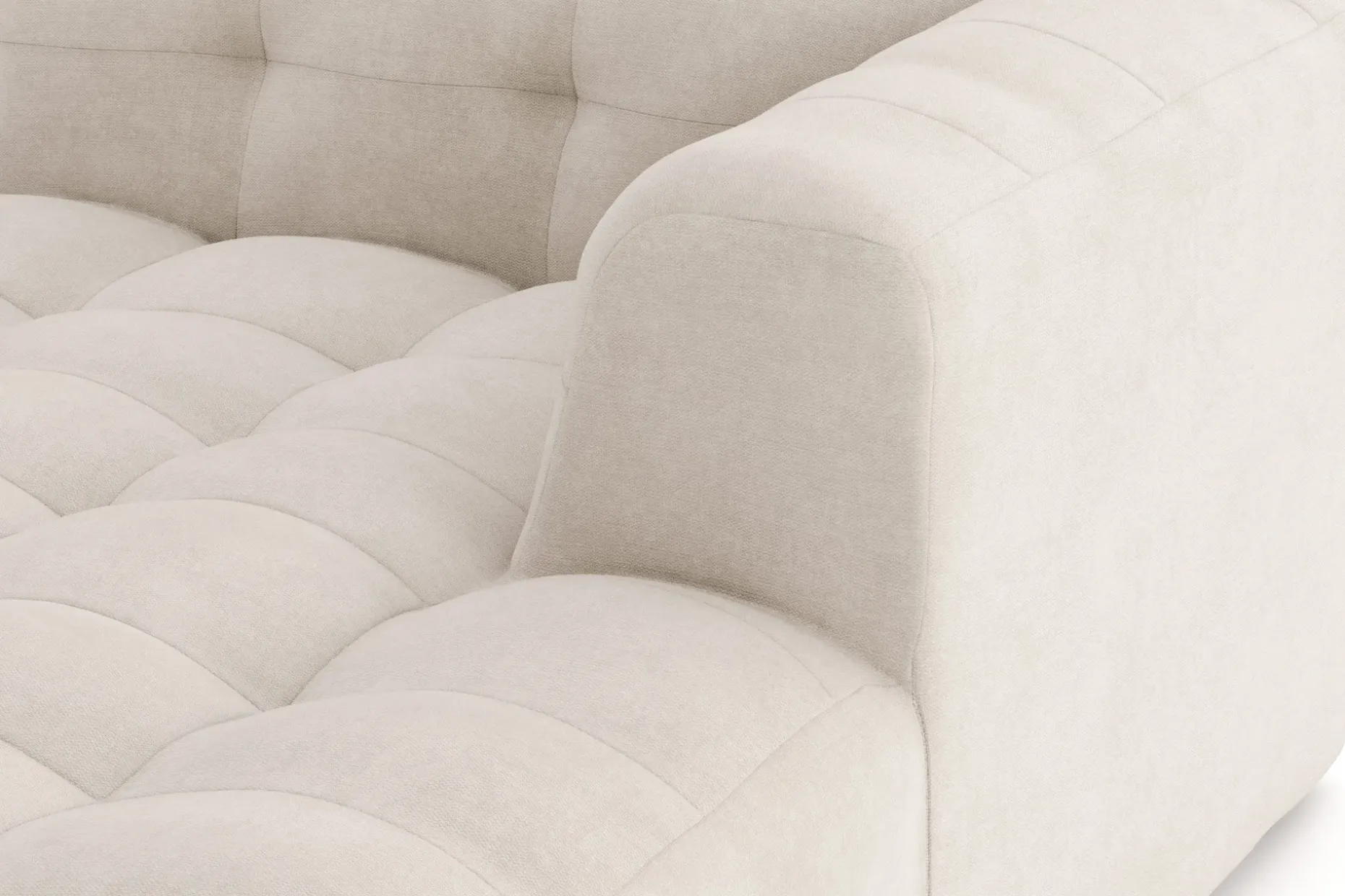 Puffy 3-seters boblete sofa med divan høyre