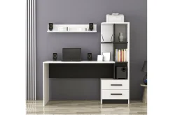Puijas Skrivebord 120 cm med Oppbevaring Skuff+Hyller+Vegghy
